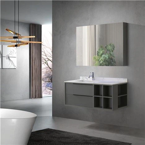 Kabinet Bilik Mandi Venir Melamin Papan Ketumpatan Kelabu Ditambah Kabinet Cermin Pintar