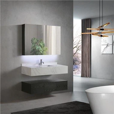 Kabinet Bilik Mandi Countertop Double Dengan Cermin LED